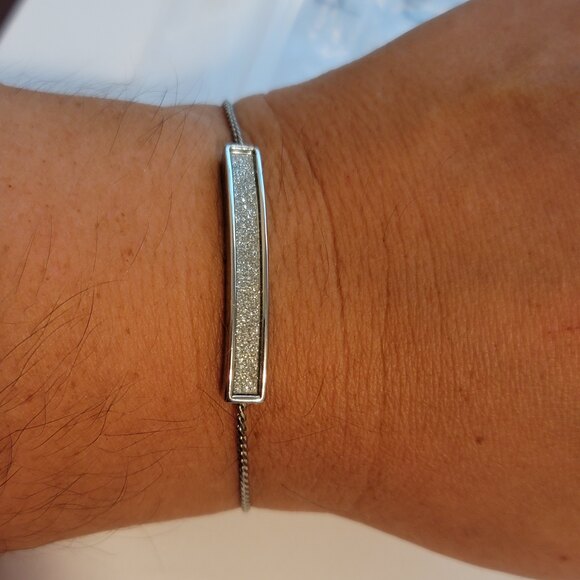Silver Tone Druzy Adjustable Bracelet - Picture 1 of 4